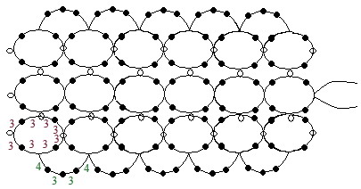 Схема бархотки в технике АНКАРС (фриволите с бисером)