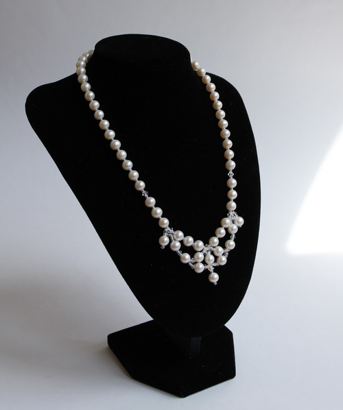 Свадебное ожерелье для невесты и серьги из кристаллов Swarovski и жемчуга